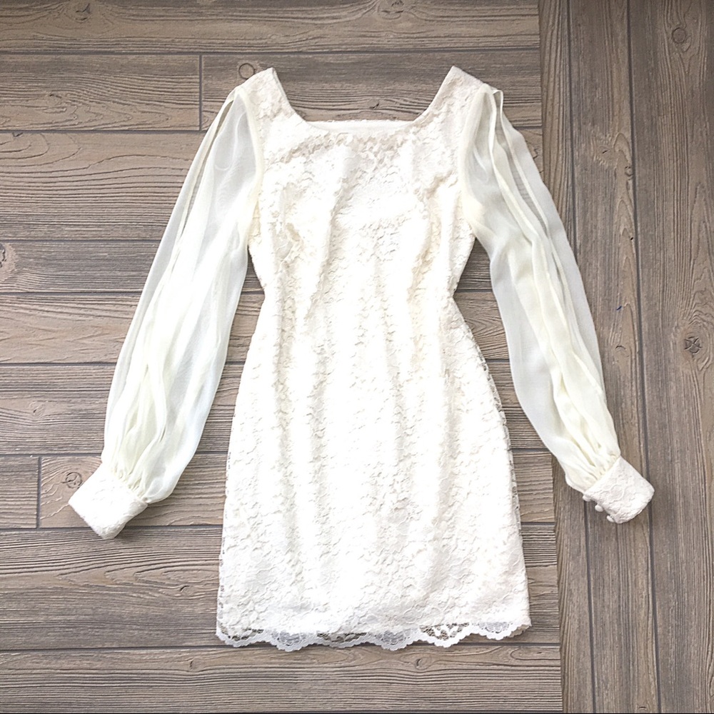 Betsy & Adam Dress Cocktail Open Back Lace Size 4